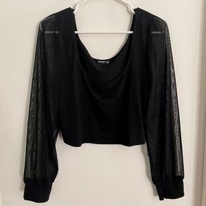 SHEIN Sheer Long Sleeve Crop Top 1X